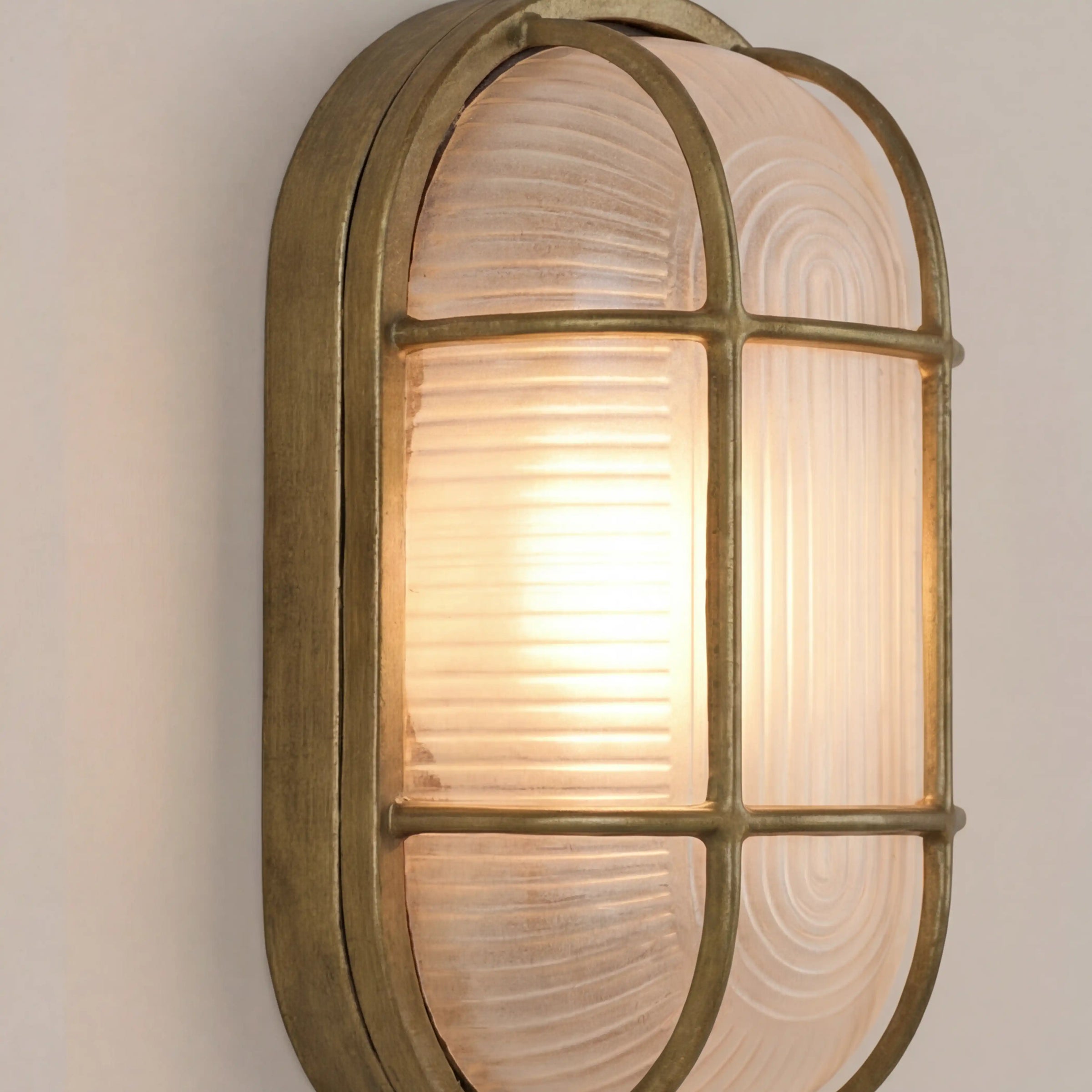 Parker Wall Light | Ribbed Glass & Antique Brass