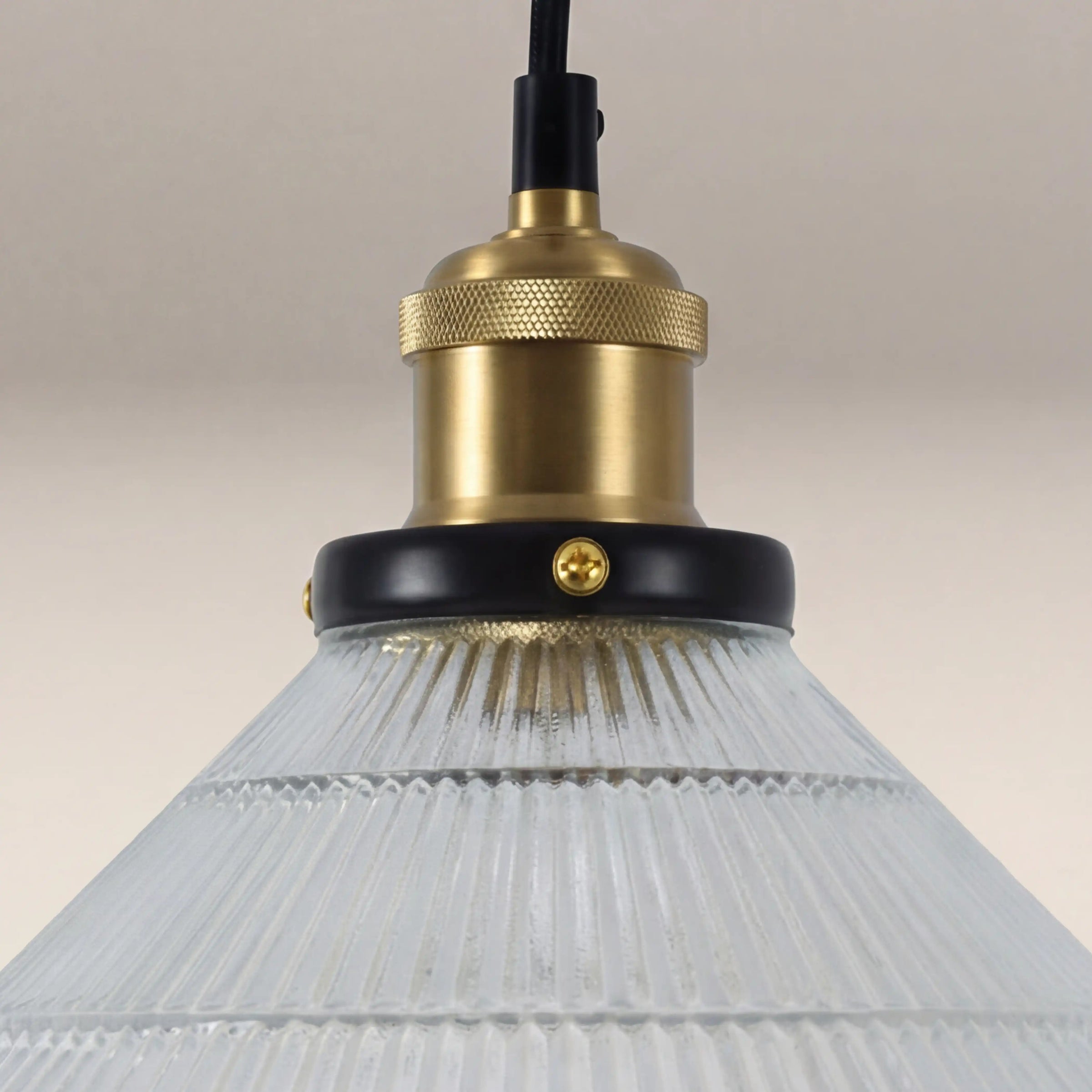 Jude Cone Pendant Light | Ribbed Glass & Antique Brass