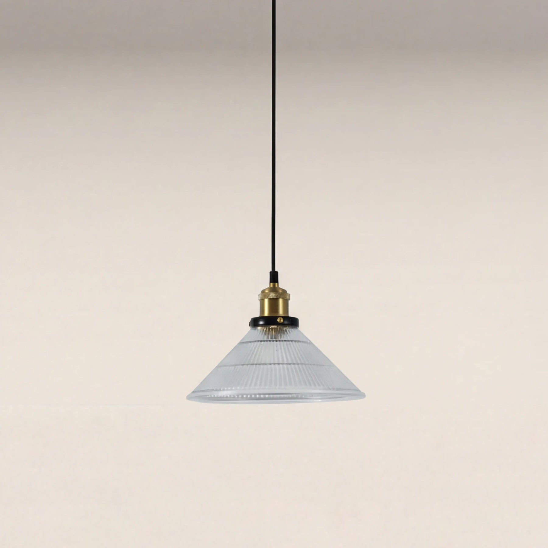Jude Cone Pendant Light | Ribbed Glass & Antique Brass