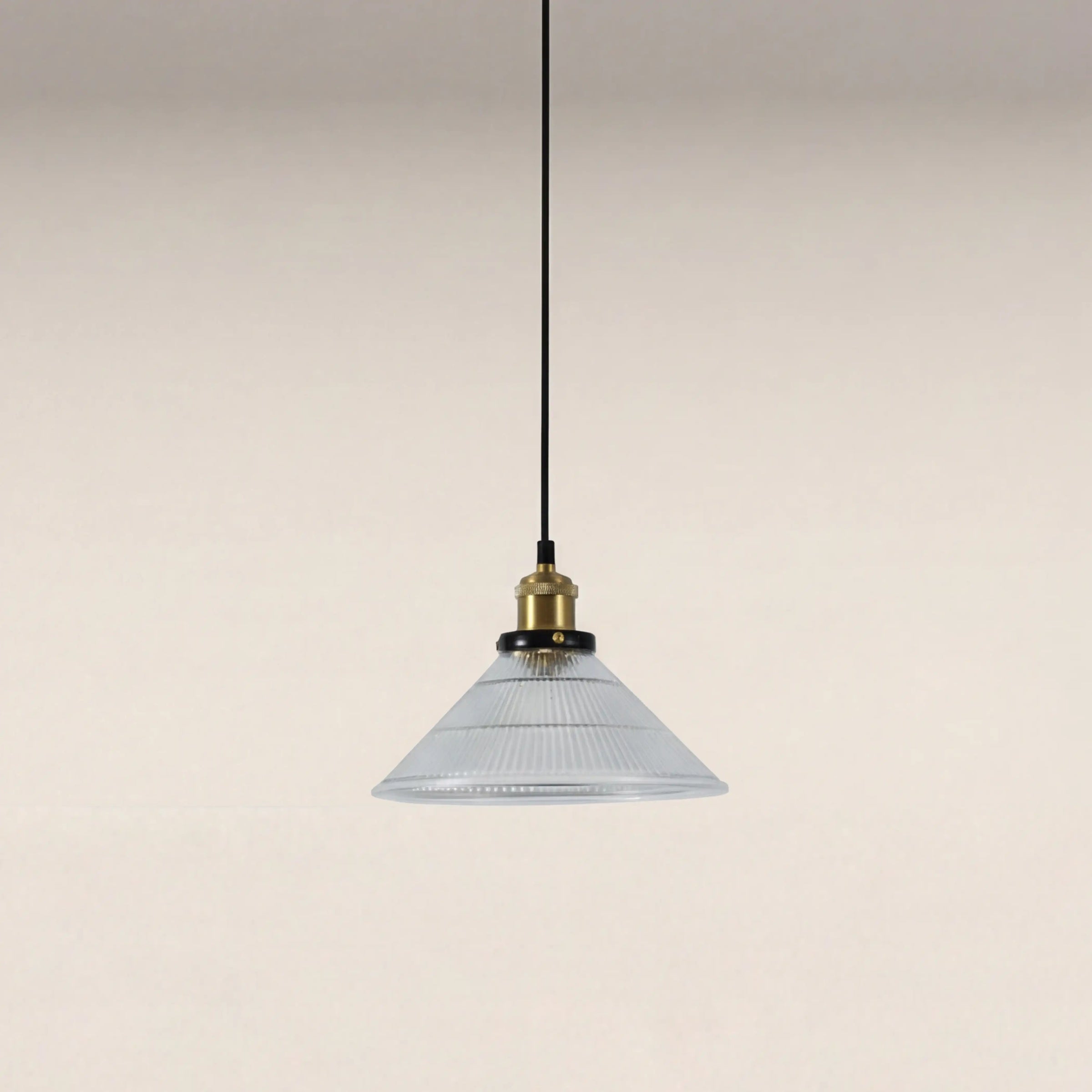 Jude Cone Pendant Light | Ribbed Glass & Antique Brass
