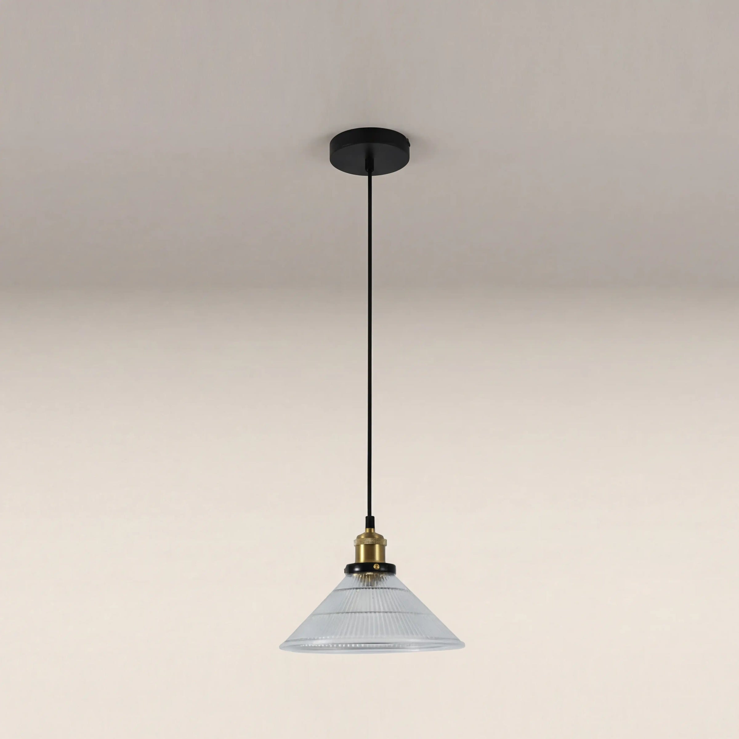 Jude Cone Pendant Light | Ribbed Glass & Antique Brass