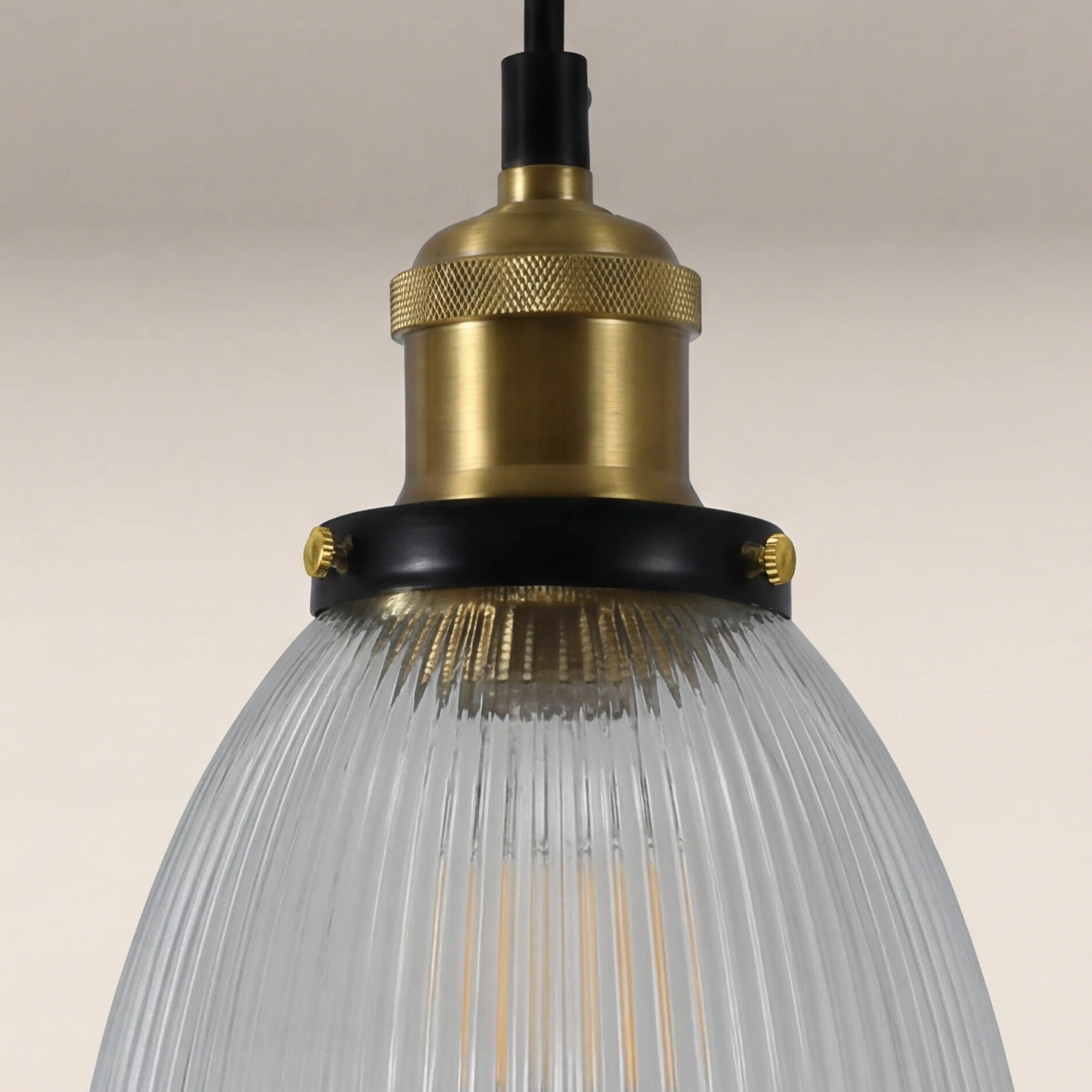 Keaton Pendant Light | Ribbed Glass & Antique Brass