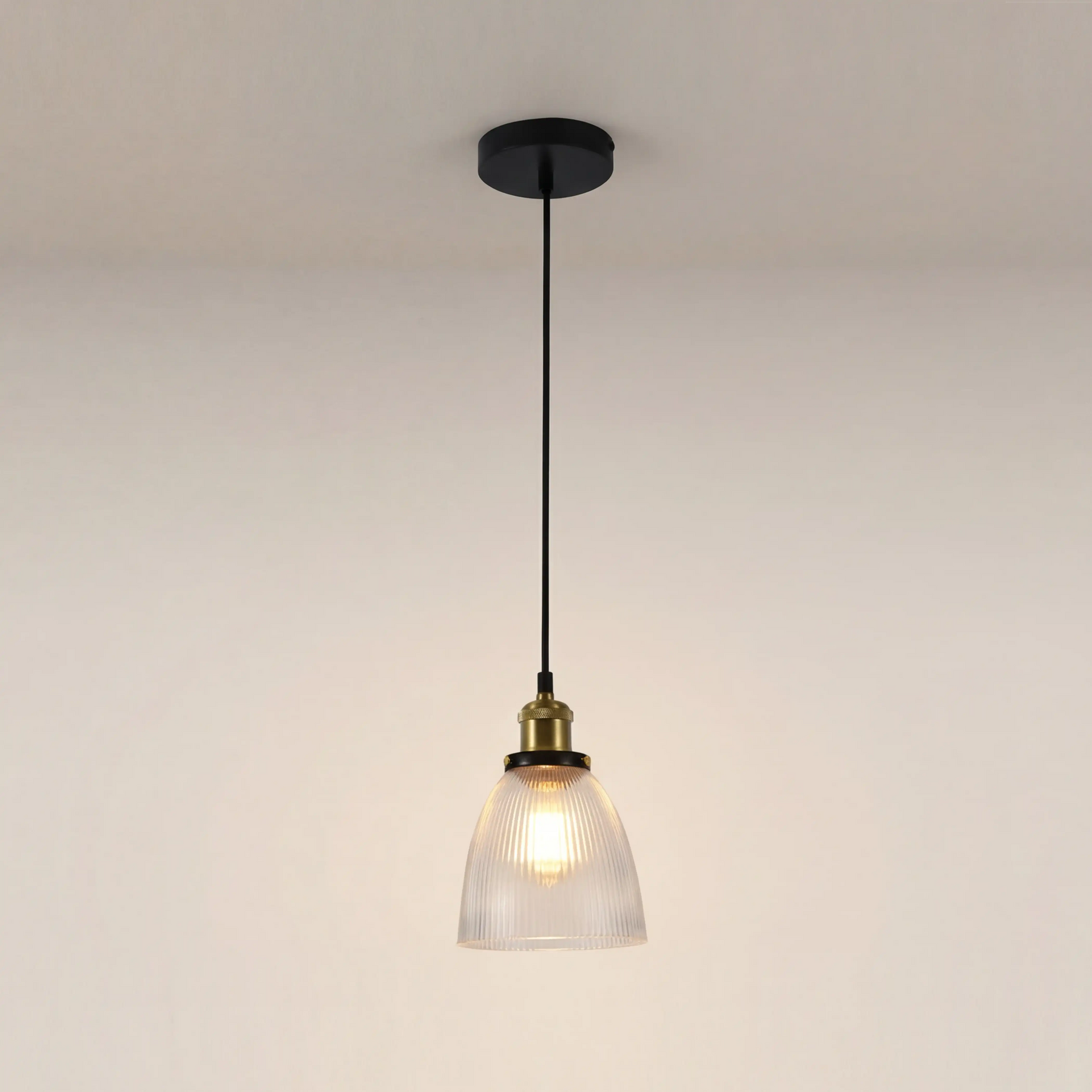 Keaton Pendant Light | Ribbed Glass & Antique Brass
