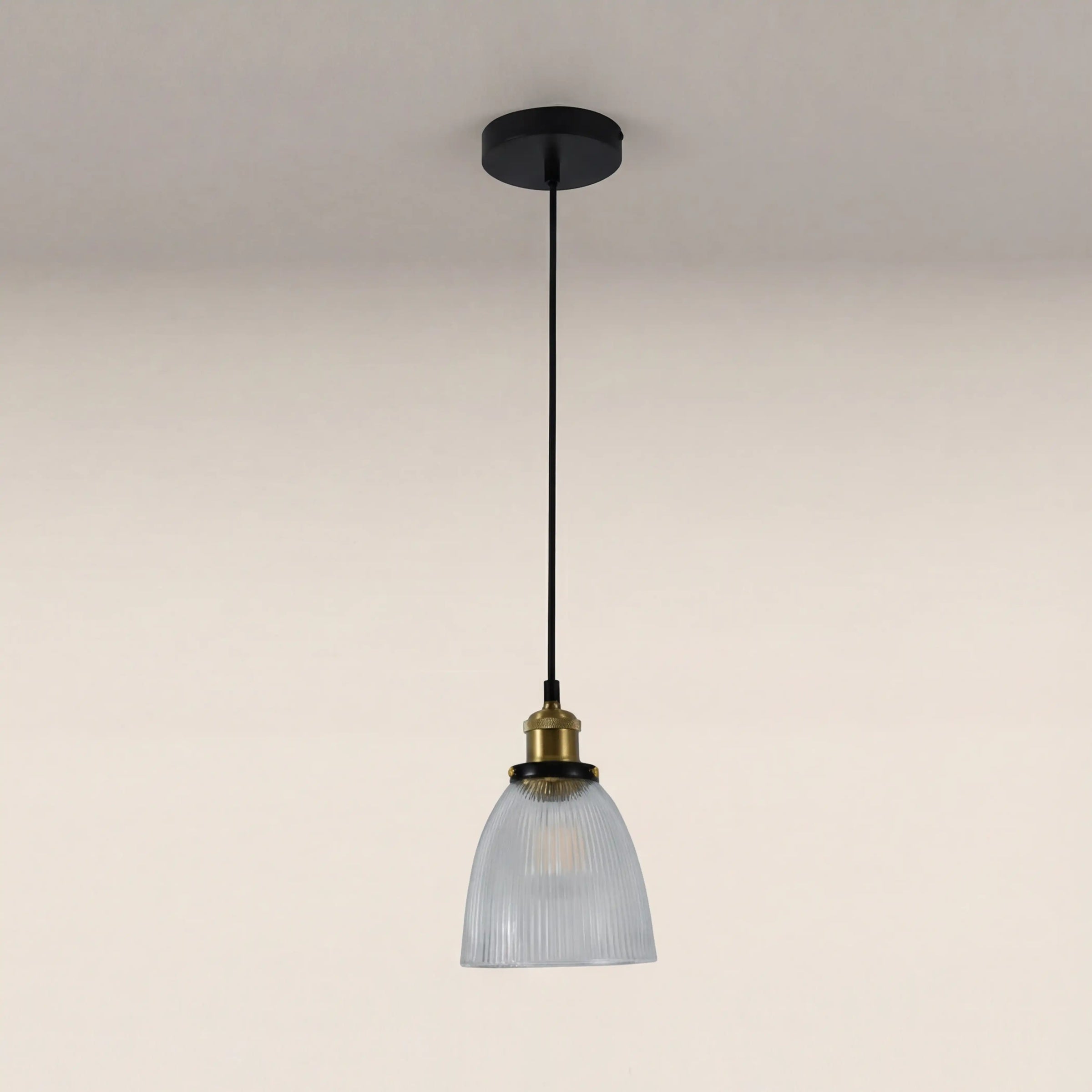 Keaton Pendant Light | Ribbed Glass & Antique Brass