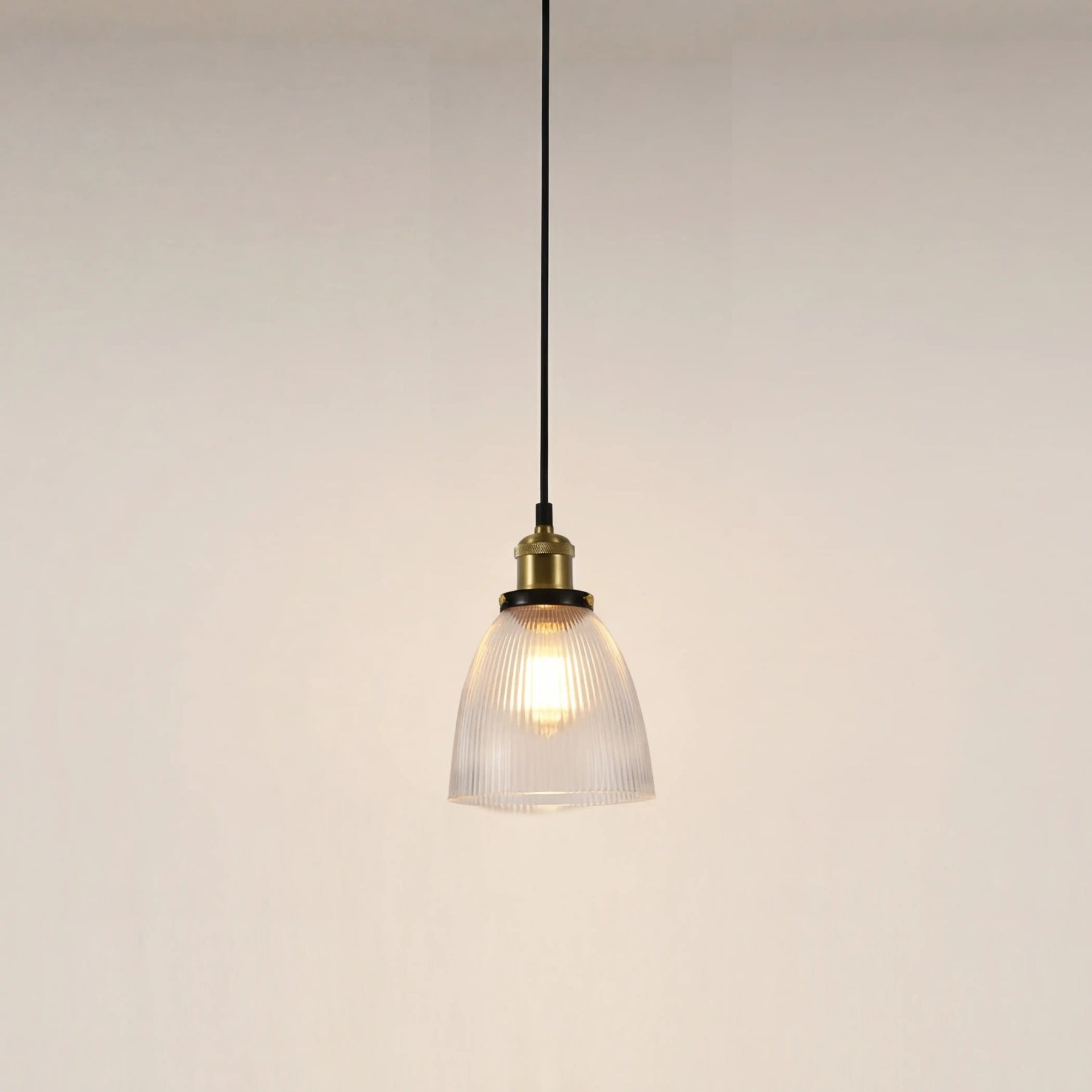 Keaton Pendant Light | Ribbed Glass & Antique Brass