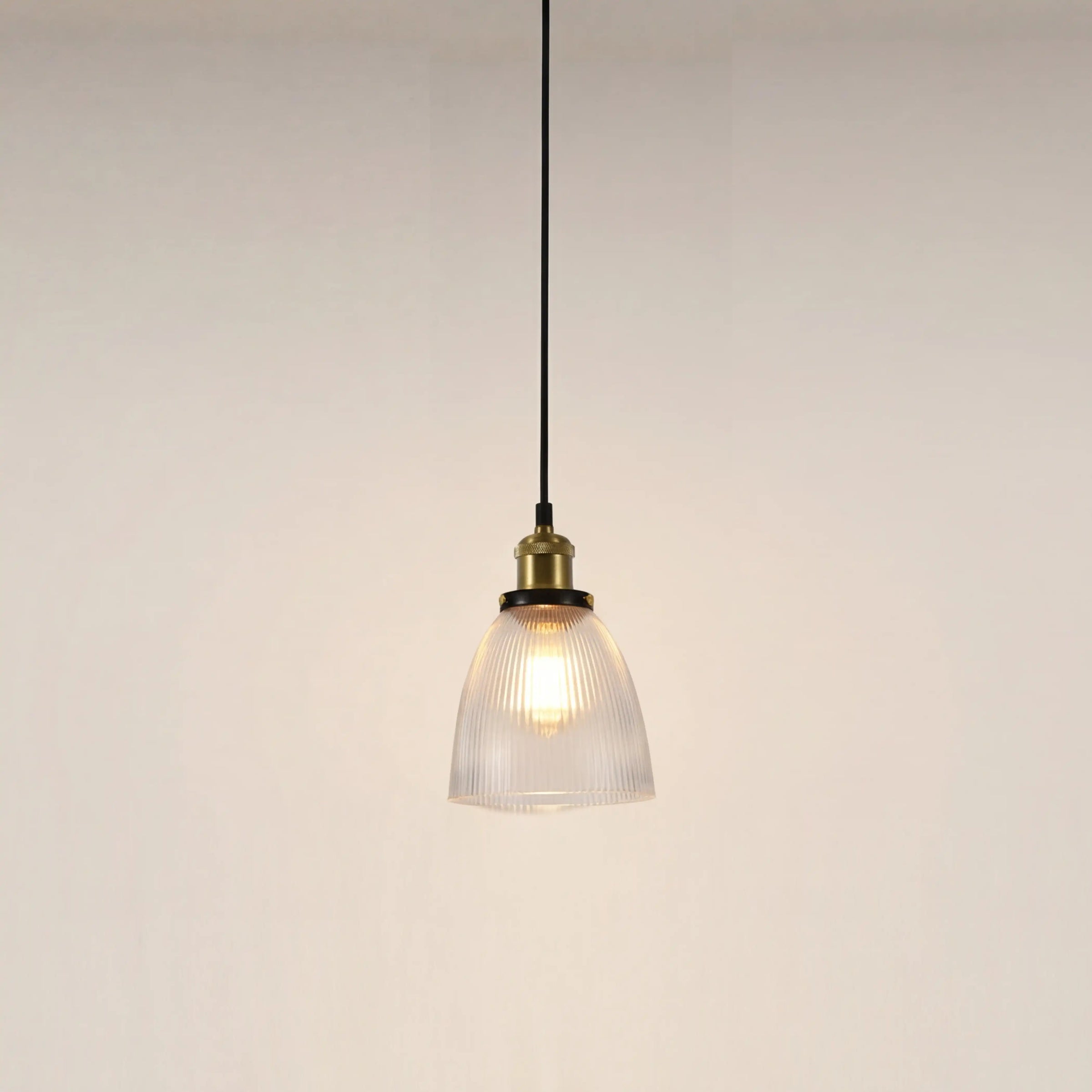 Keaton Pendant Light | Ribbed Glass & Antique Brass