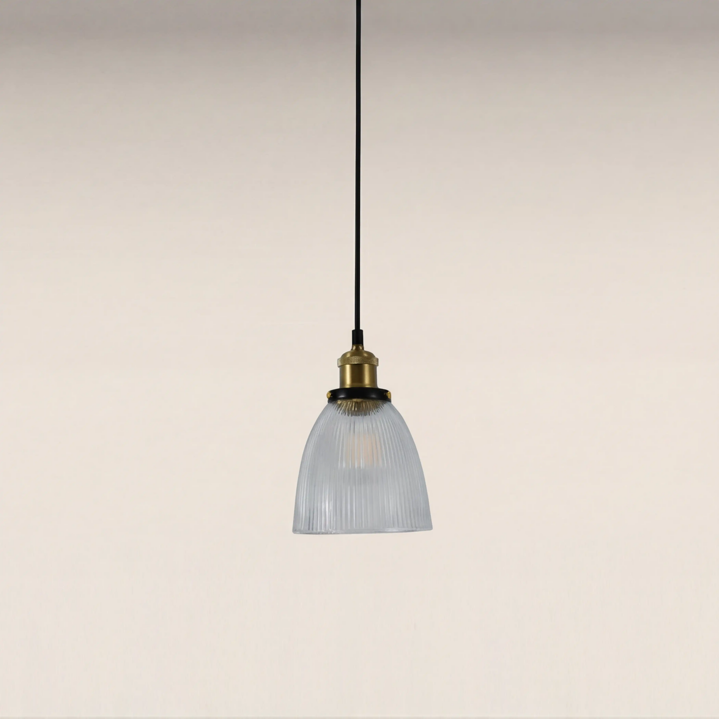 Keaton Pendant Light | Ribbed Glass & Antique Brass