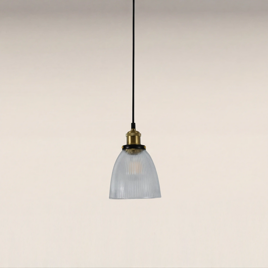 Keaton Pendant Light | Ribbed Glass & Antique Brass