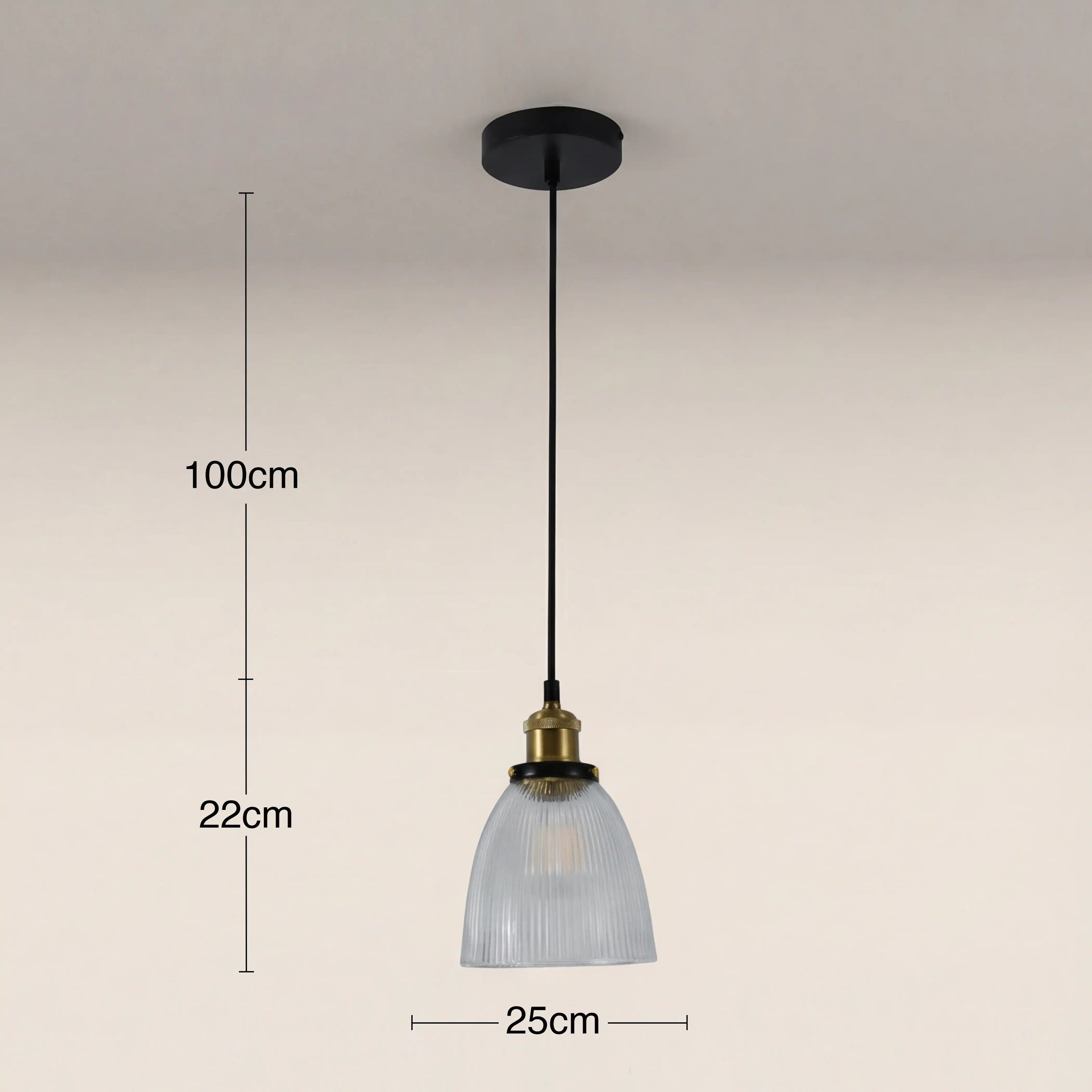 Keaton Pendant Light | Ribbed Glass & Antique Brass