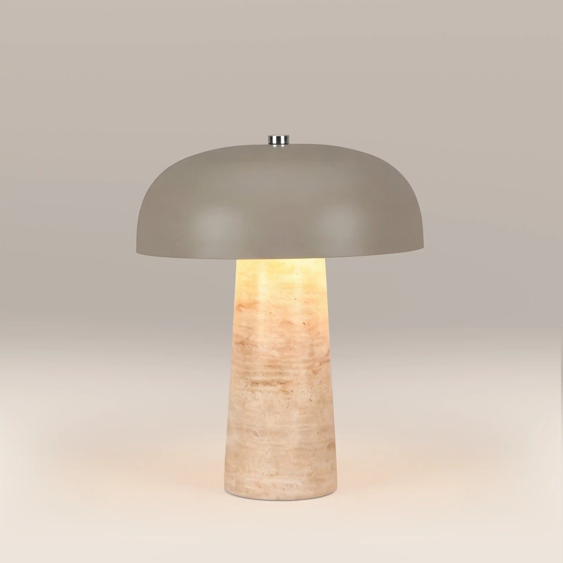 Albany Table Lamp | Taupe & Natural Travertine
