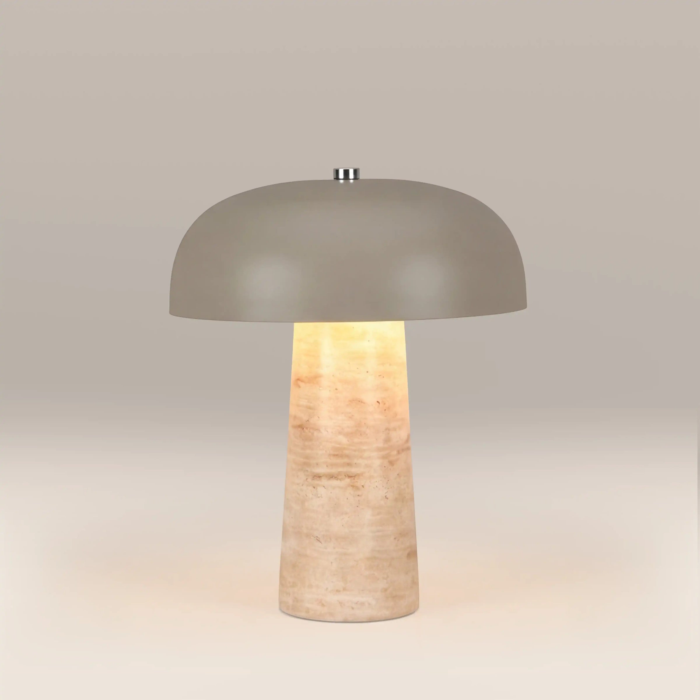 Albany Table Lamp | Taupe & Natural Travertine