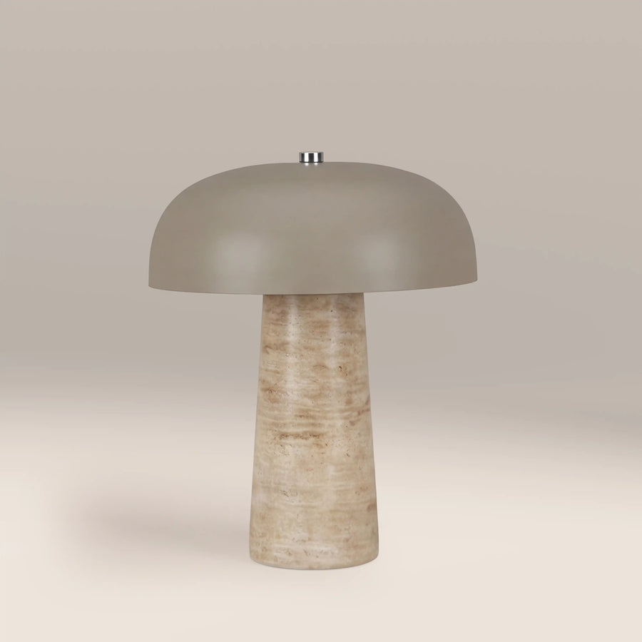 Albany Table Lamp | Taupe & Natural Travertine
