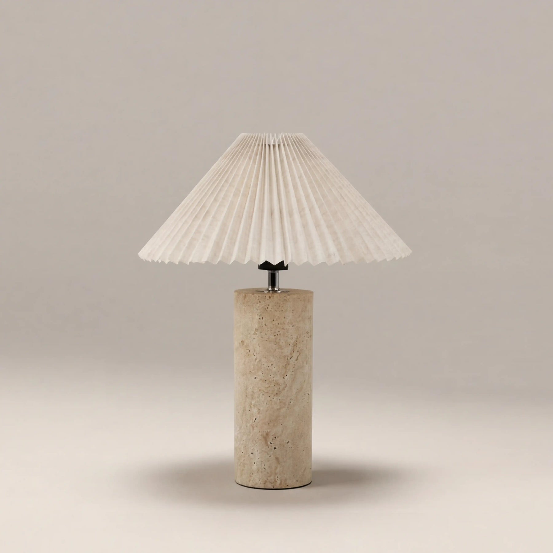 Danika Table Lamp | Natural Linen & Travertine
