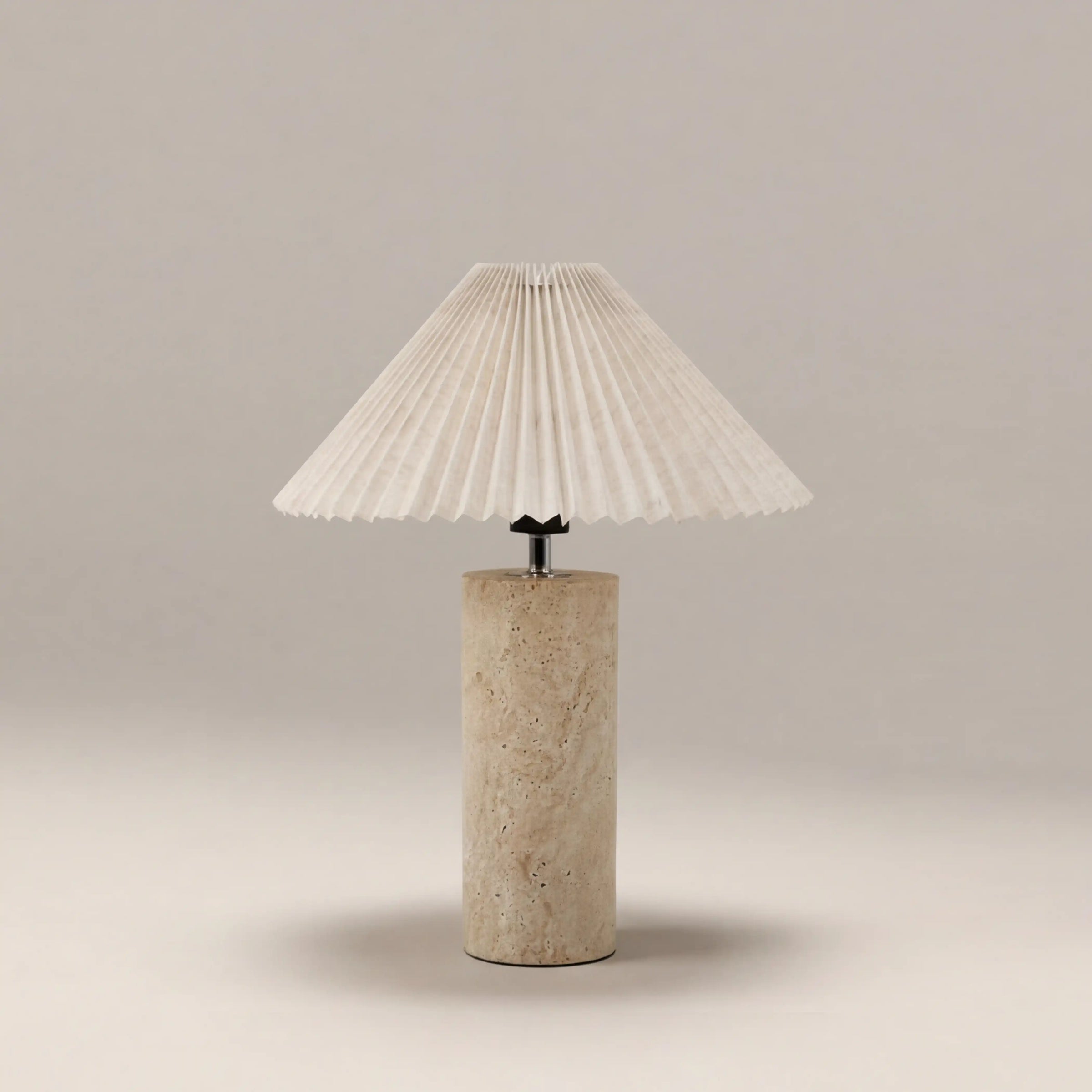 Danika Table Lamp | Natural Linen & Travertine