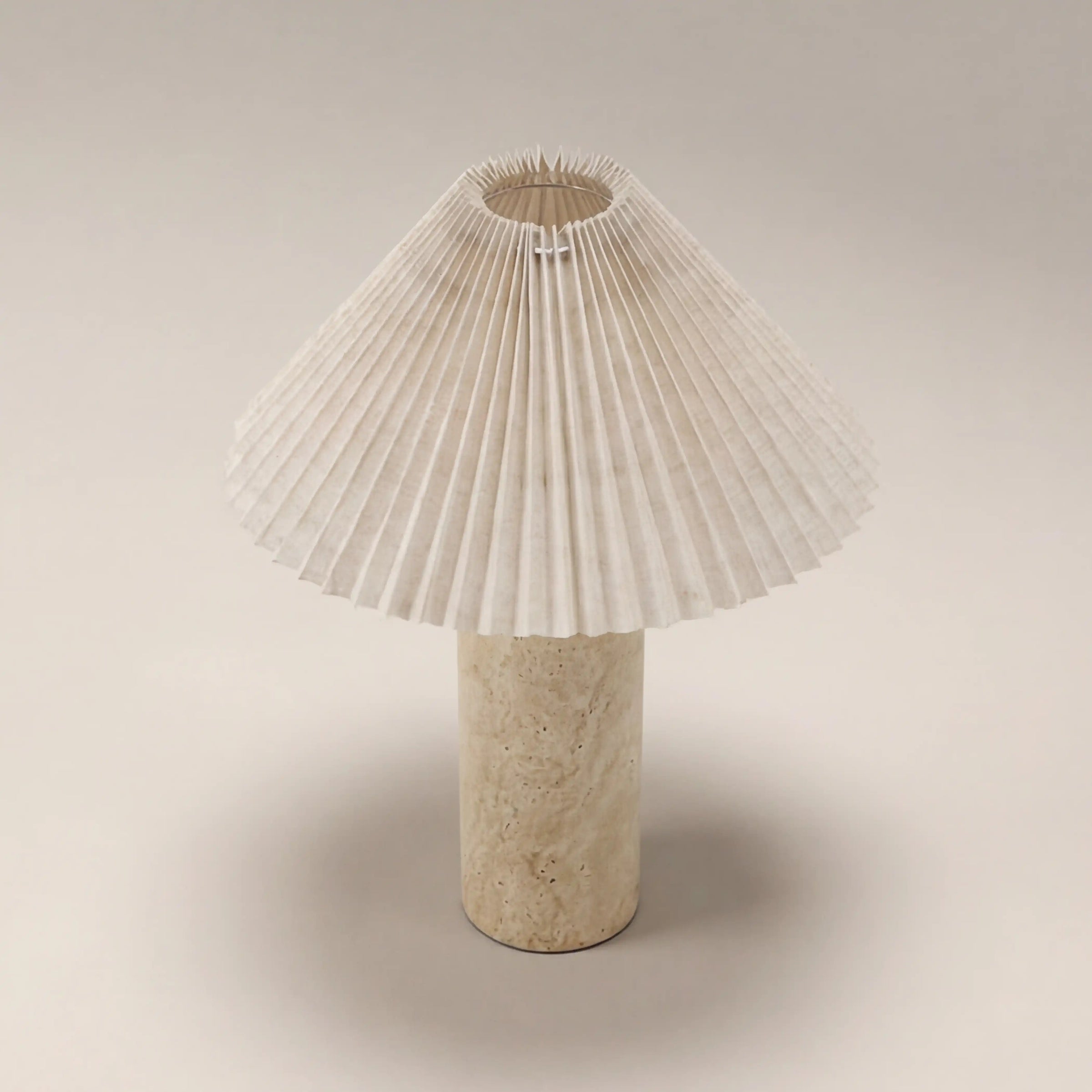 Danika Table Lamp | Natural Linen & Travertine