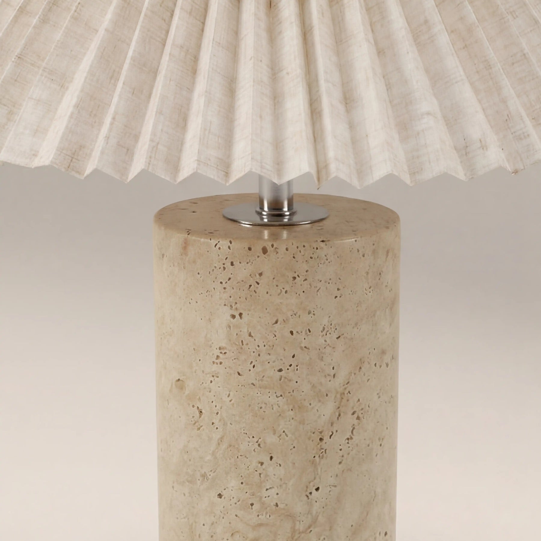 Danika Table Lamp | Natural Linen & Travertine