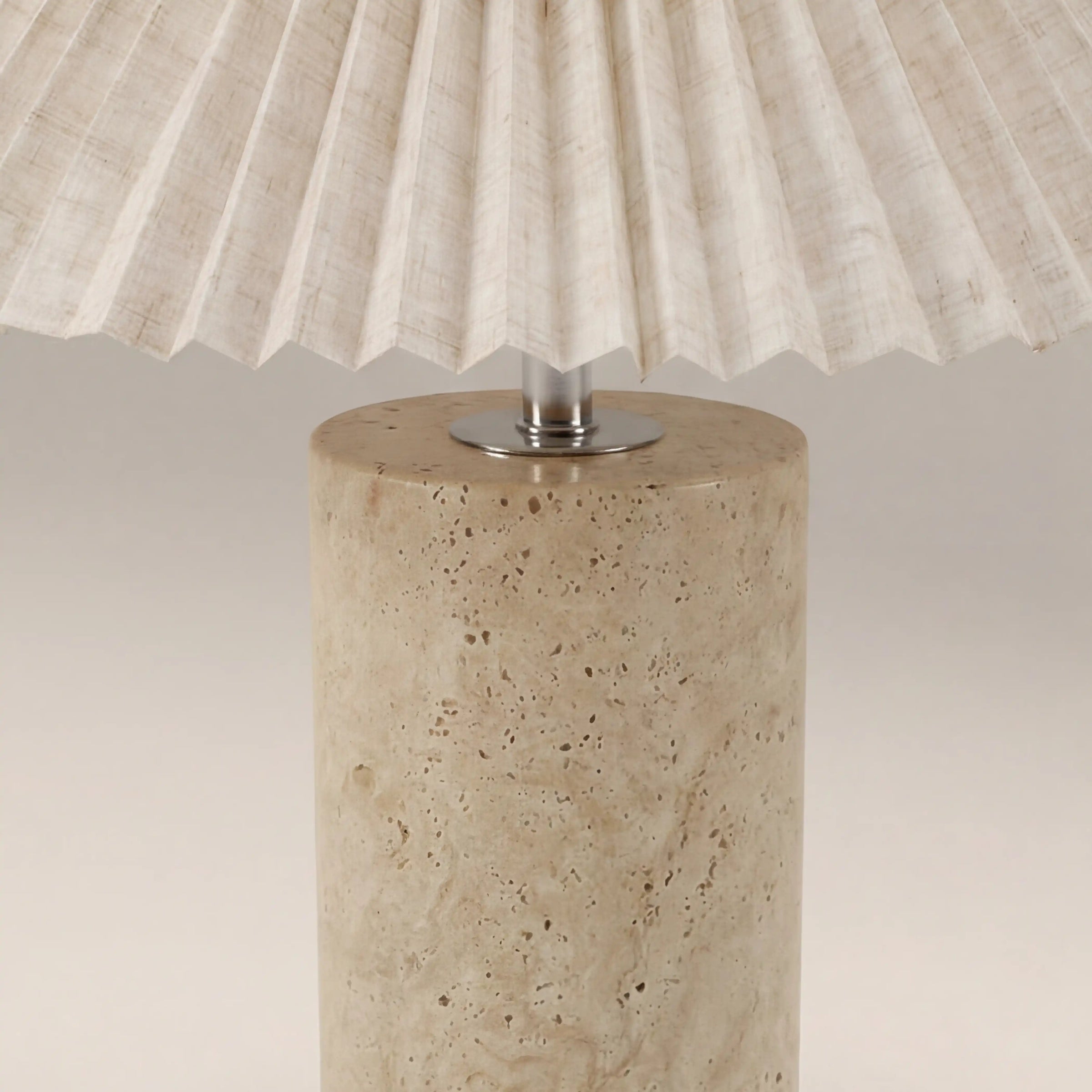 Danika Table Lamp | Natural Linen & Travertine