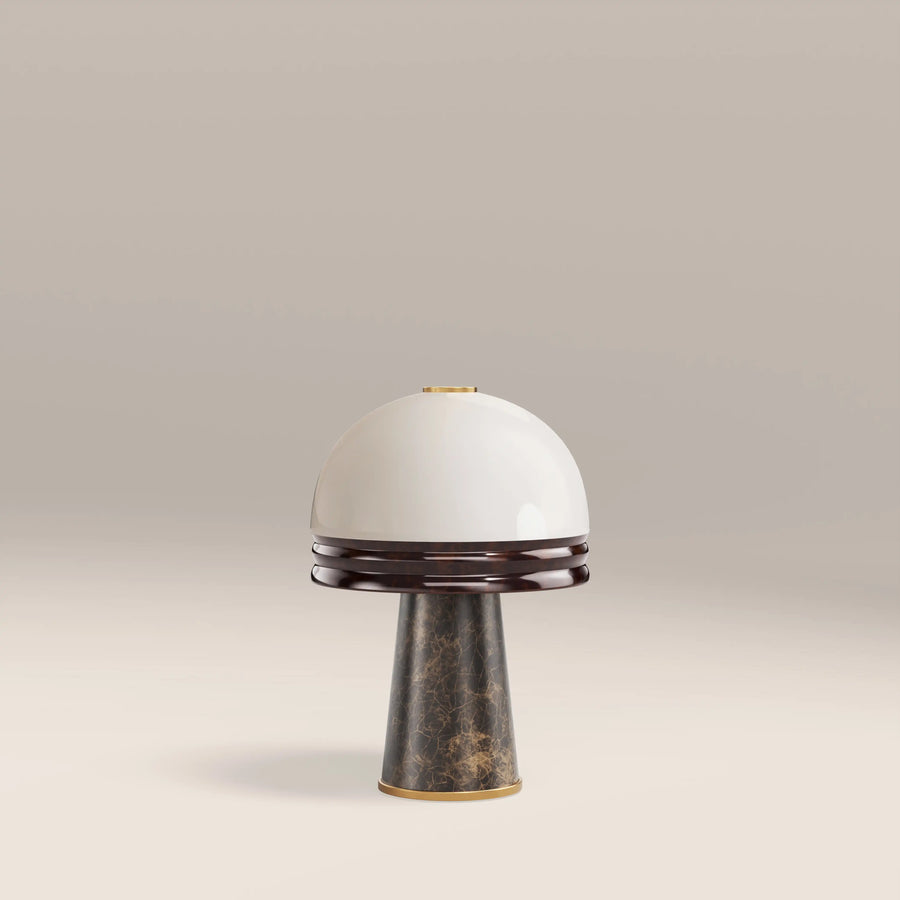 Wanda Table Lamp | Opal Glass & Chocolate Brown Marble