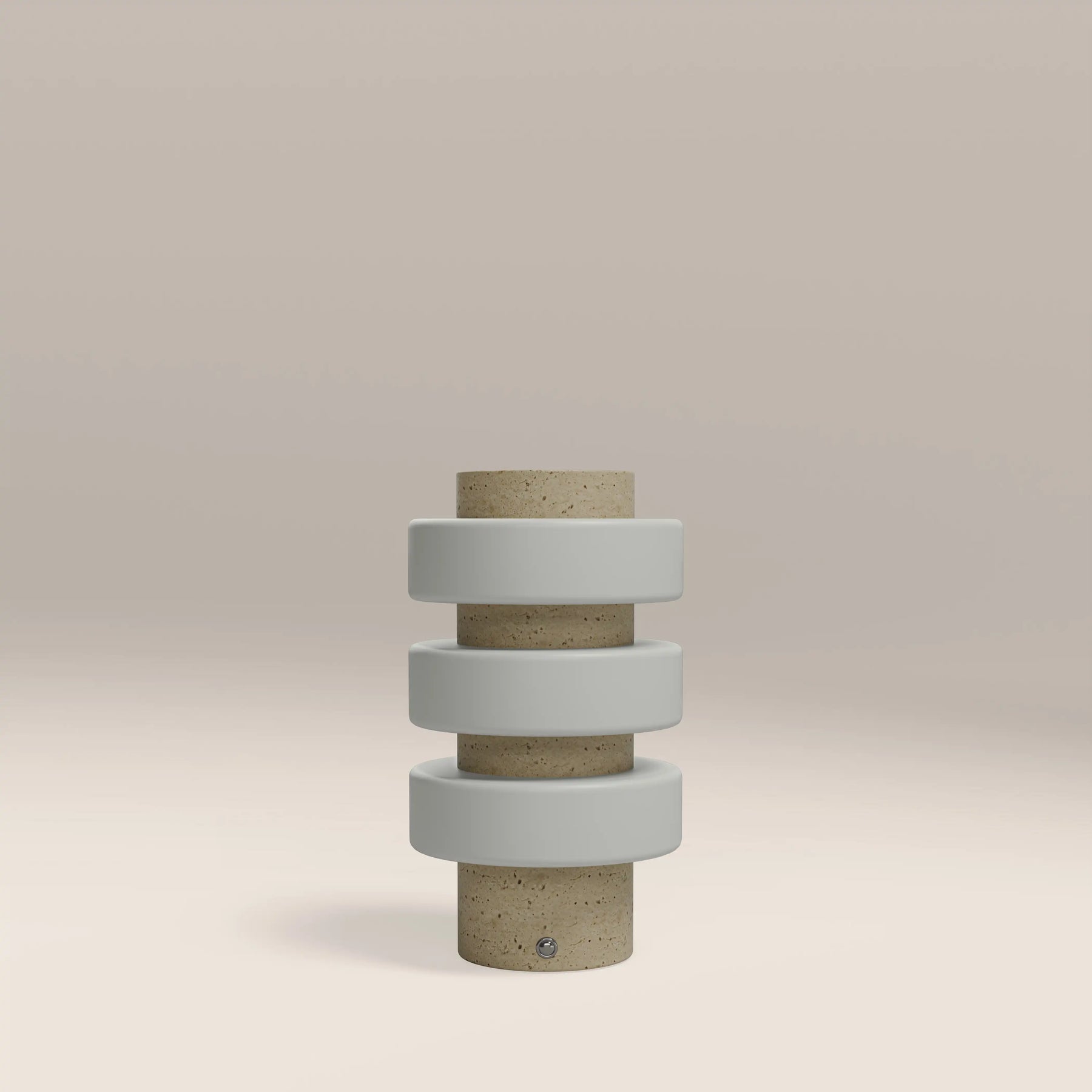 Alanis Table Lamp | Opal Glass & Natural Travertine