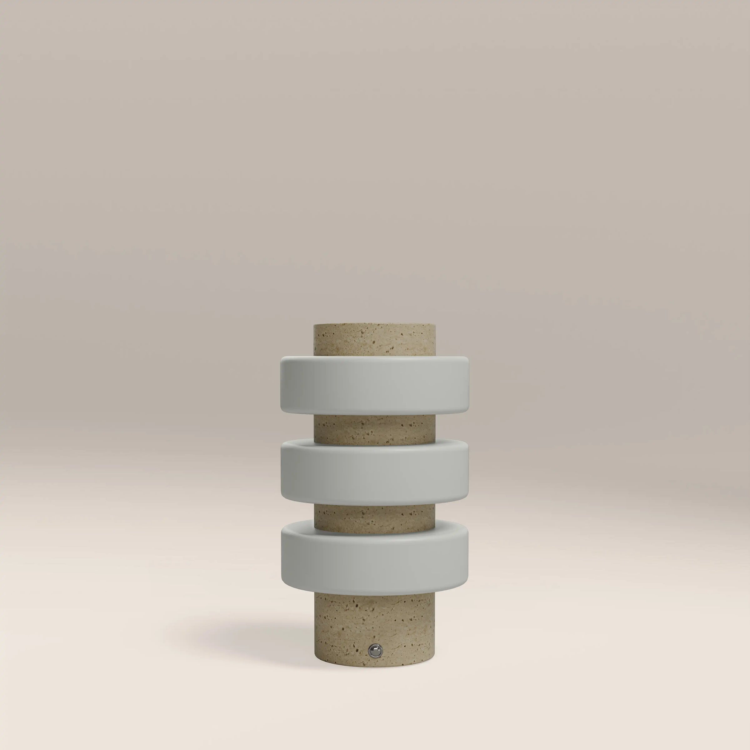 Alanis Table Lamp | Opal Glass & Natural Travertine
