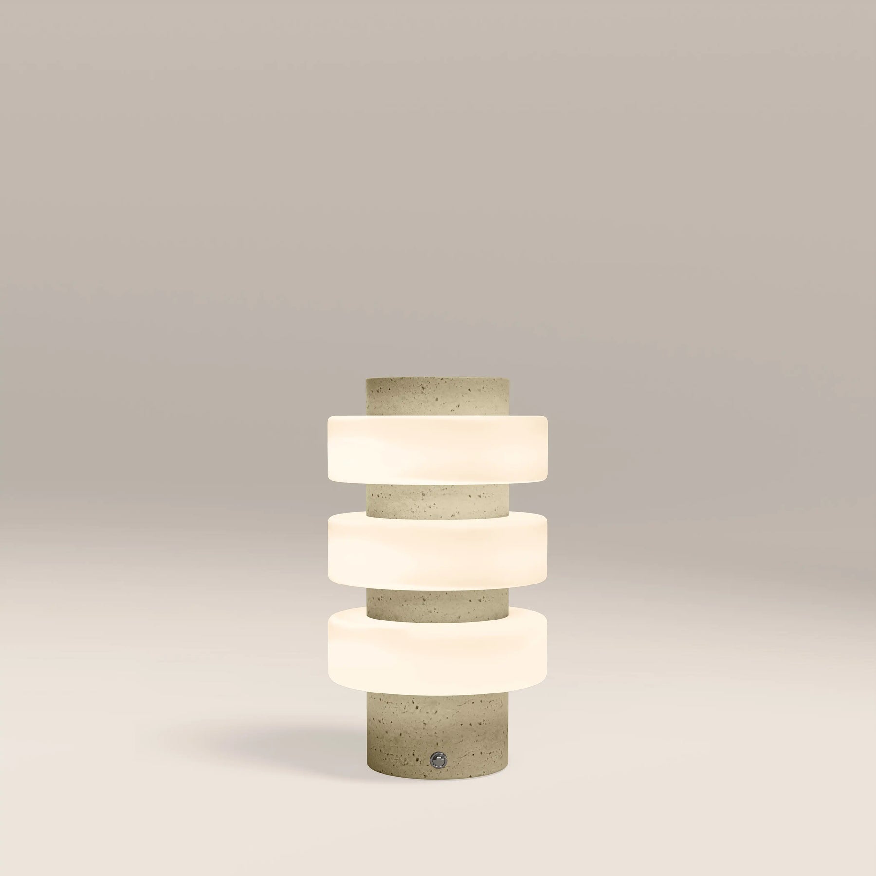 Alanis Table Lamp | Opal Glass & Natural Travertine