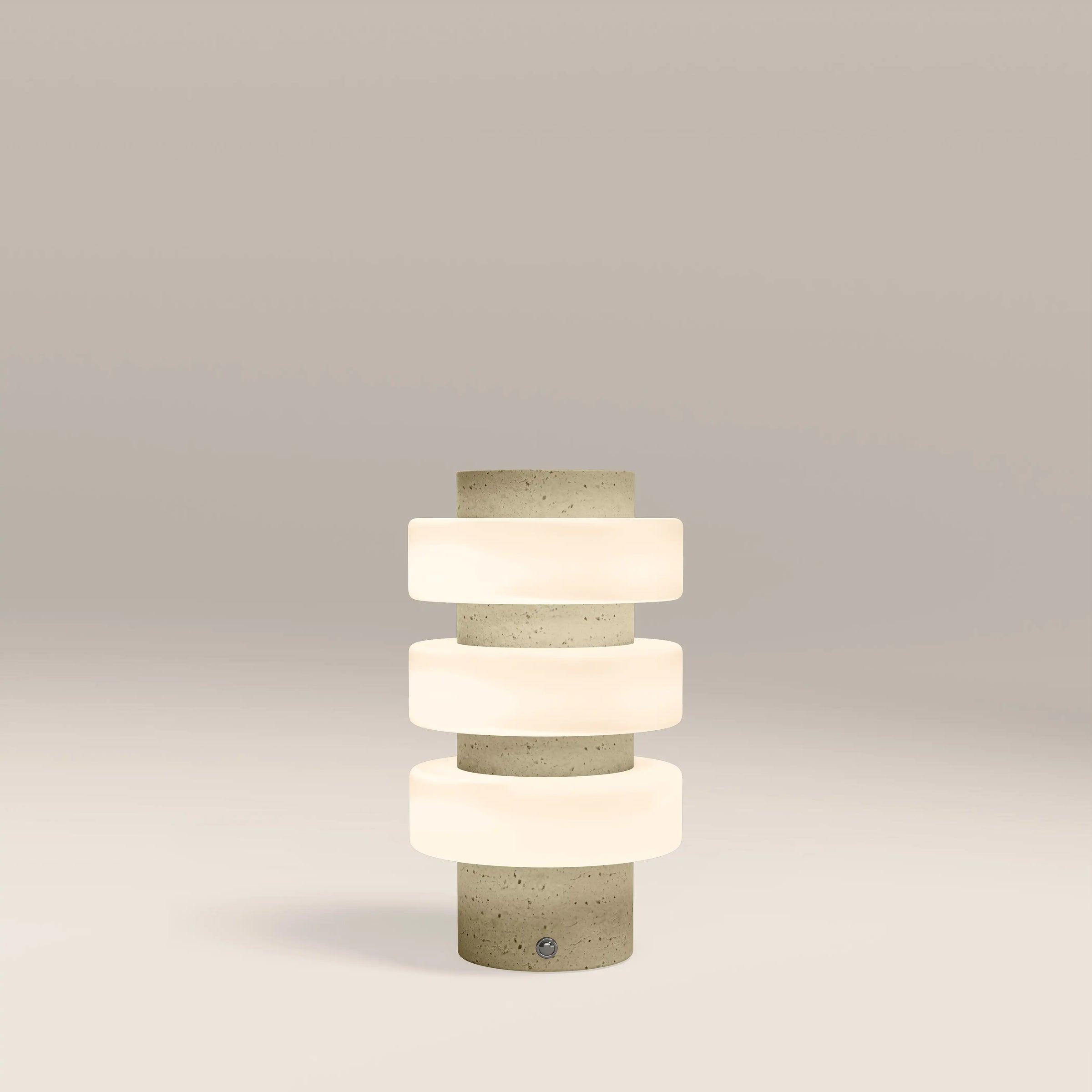 Alanis Table Lamp | Opal Glass & Natural Travertine