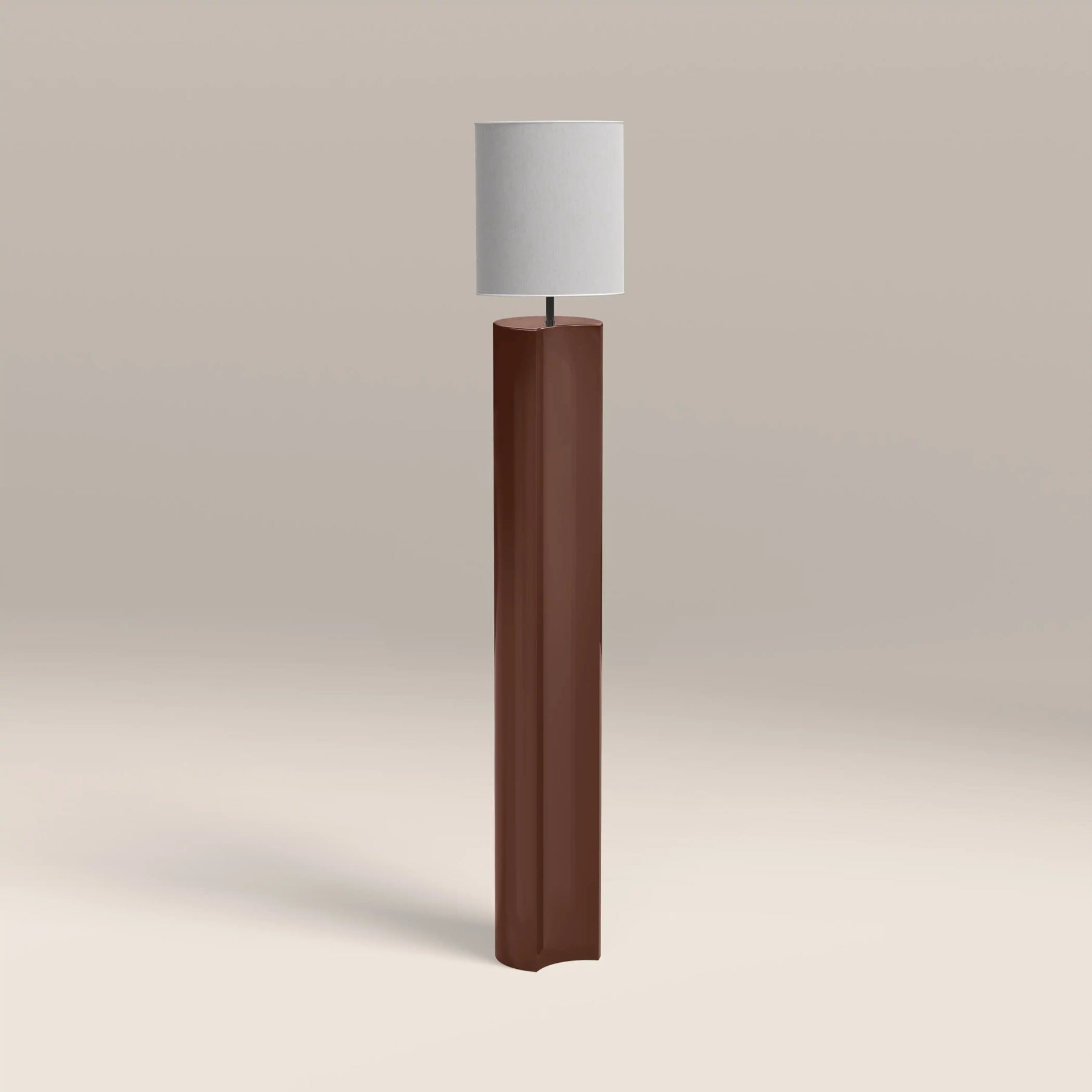 Milad Floor Lamp | Natural Linen & High Gloss Burgundy