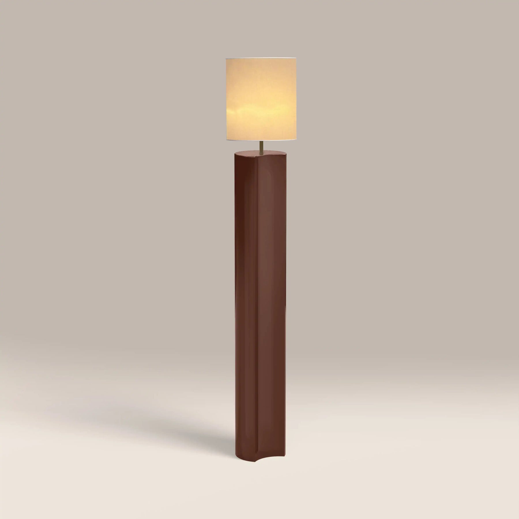 Milad Floor Lamp | Natural Linen & High Gloss Burgundy