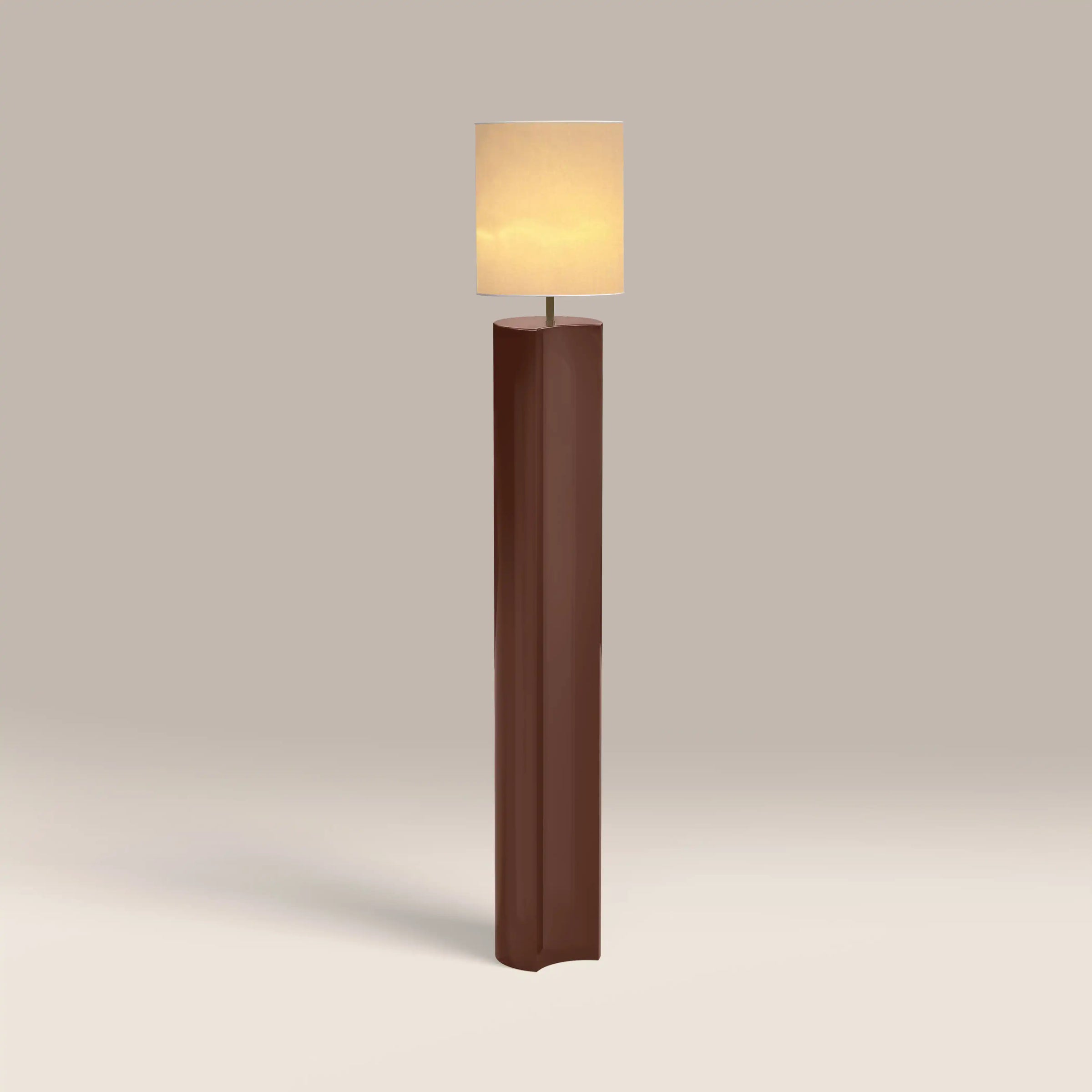 Milad Floor Lamp | Natural Linen & High Gloss Burgundy
