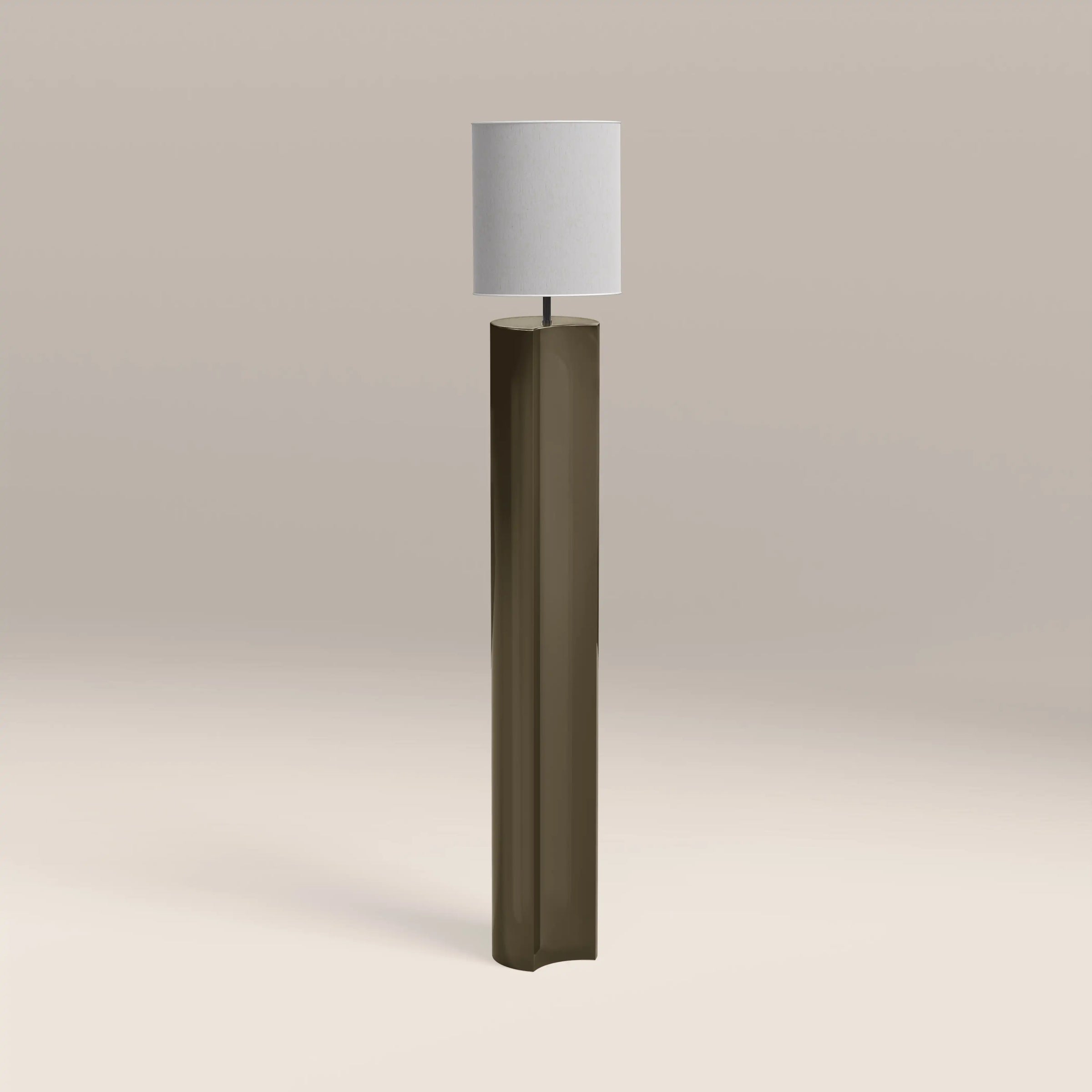 Milad Floor Lamp | Natural Linen & High Gloss Clay Green