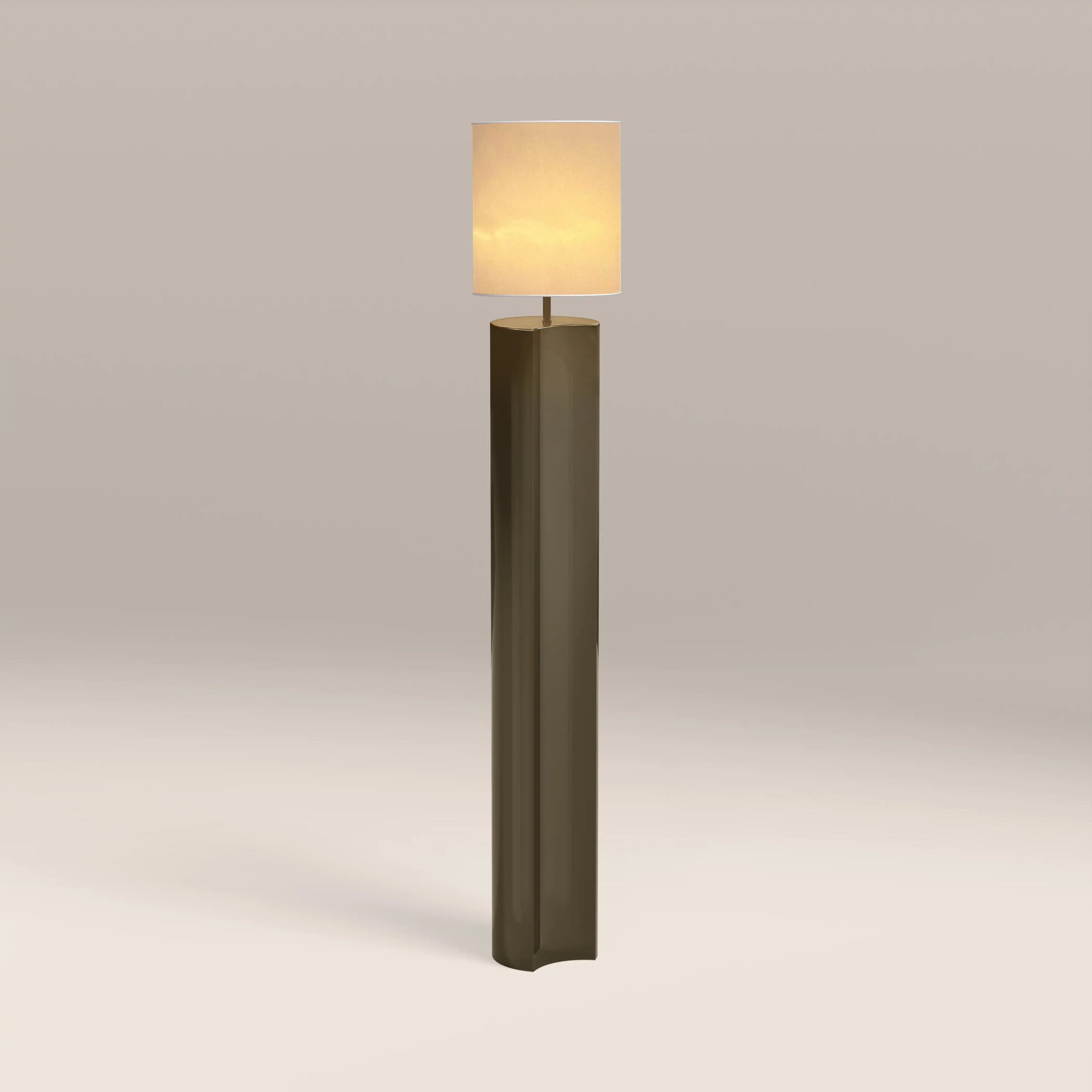 Milad Floor Lamp | Natural Linen & High Gloss Clay Green