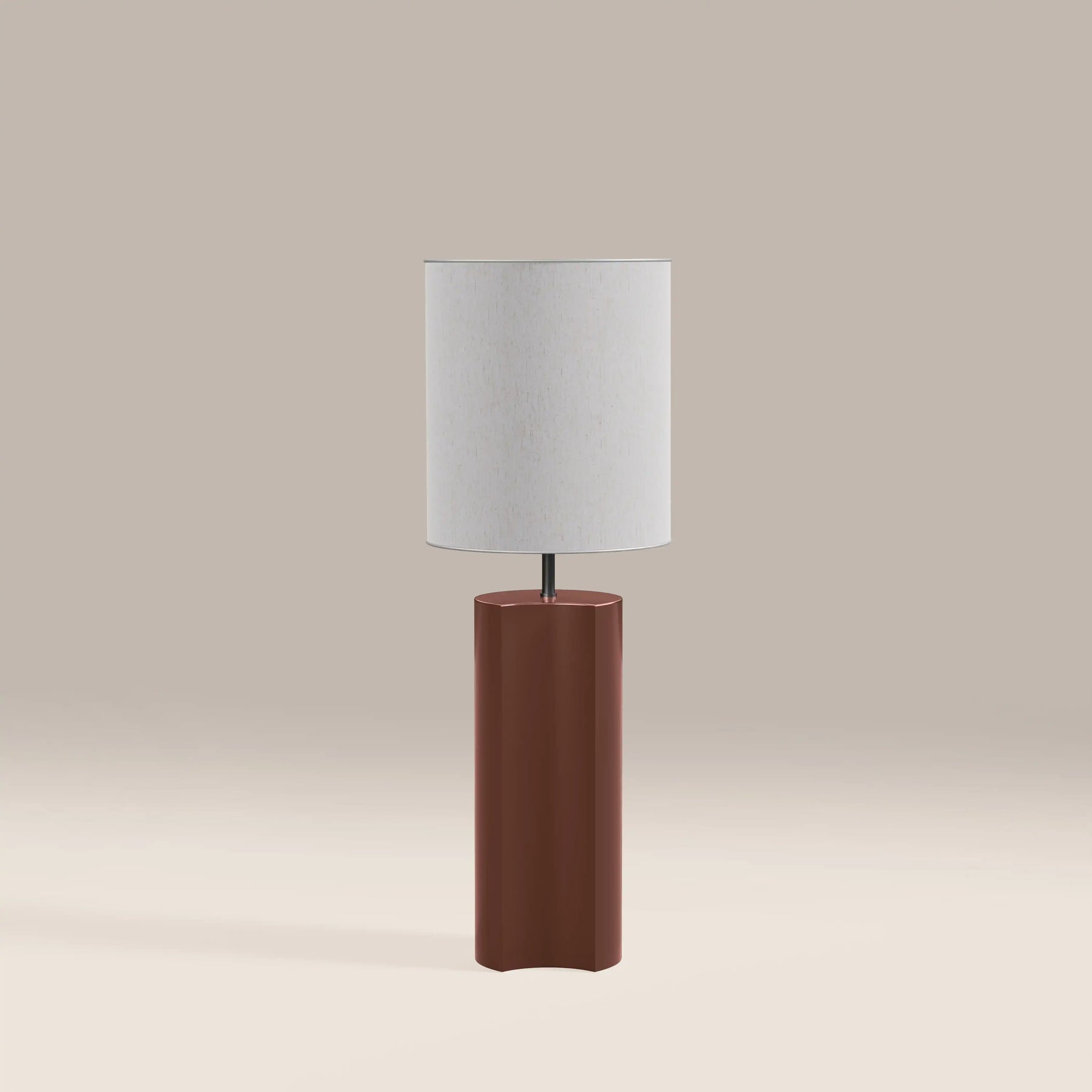 Milad Table Lamp | Natural Linen & High Gloss Burgundy
