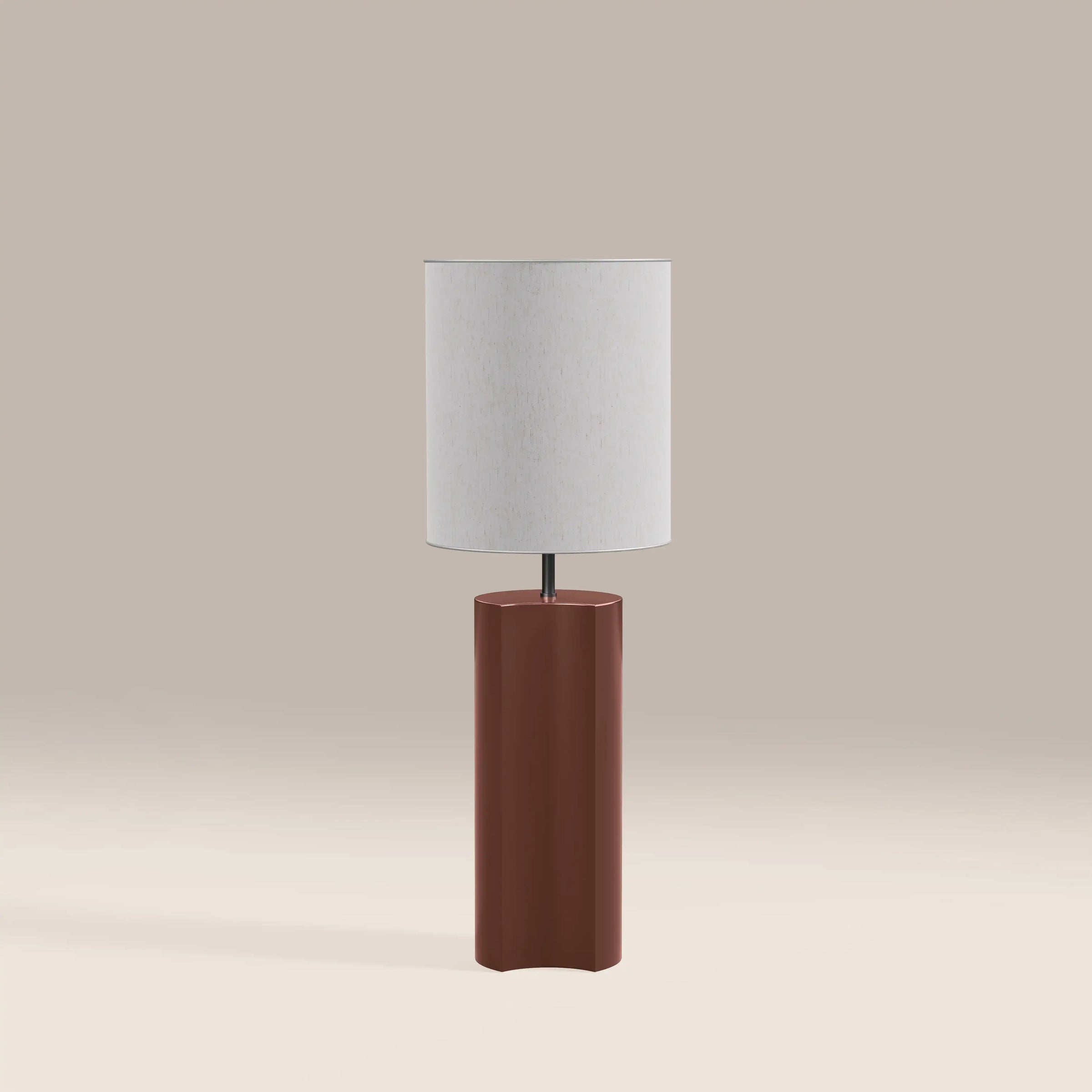 Milad Table Lamp | Natural Linen & High Gloss Burgundy