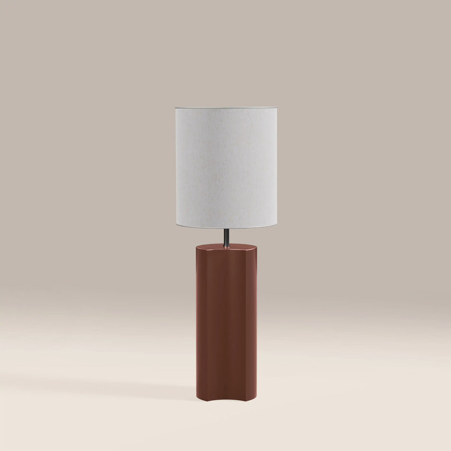 Milad Table Lamp | Natural Linen & High Gloss Burgundy