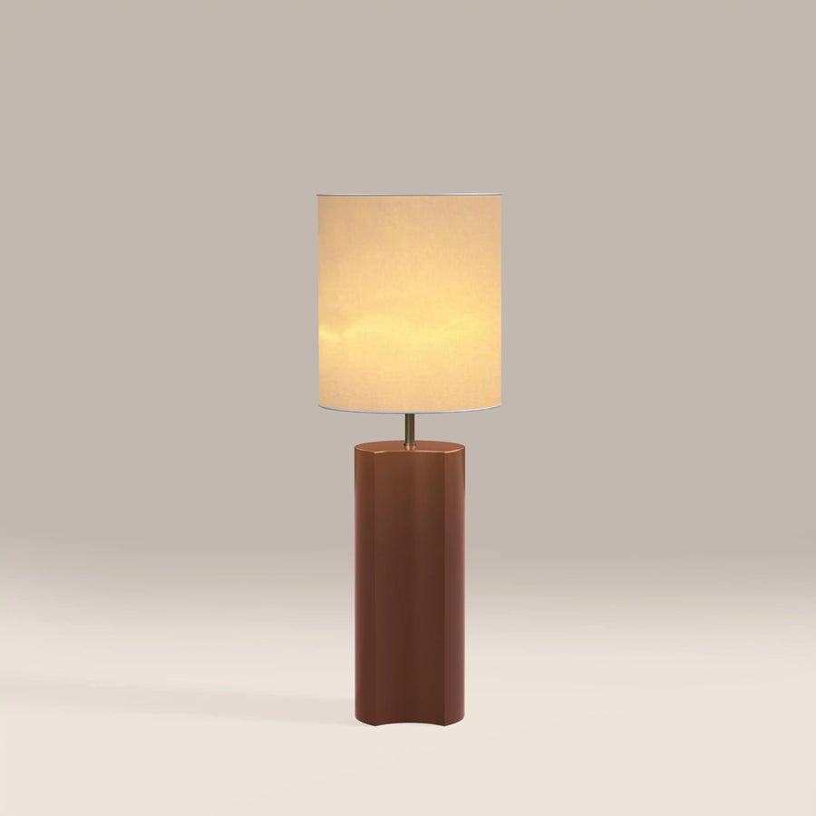 Milad Table Lamp | Natural Linen & High Gloss Burgundy