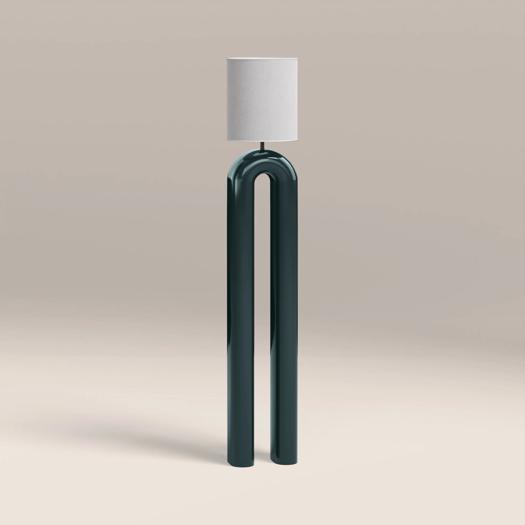 Millau Floor Lamp | Natural Linen & High Gloss Emerald Green