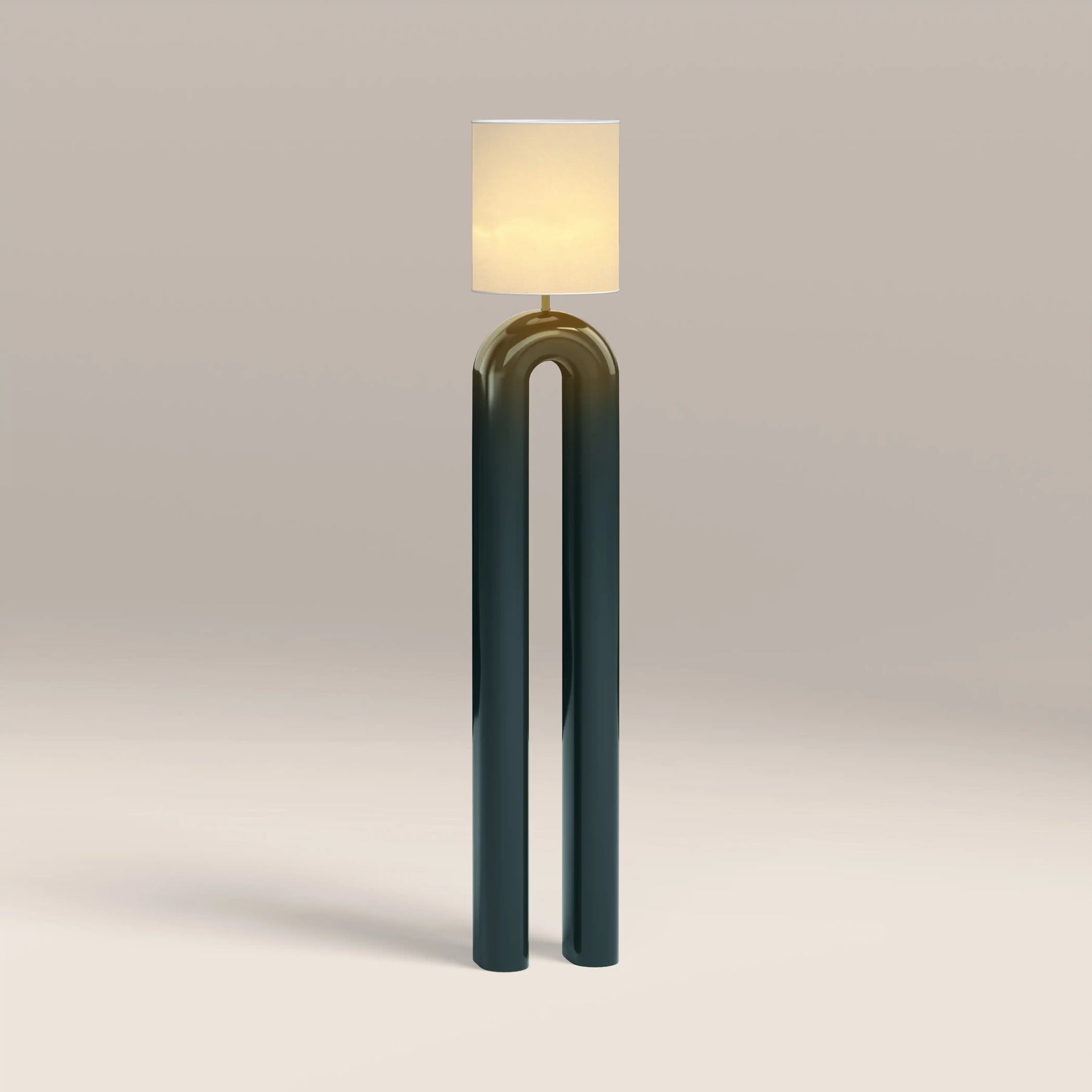 Millau Floor Lamp | Natural Linen & High Gloss Emerald Green