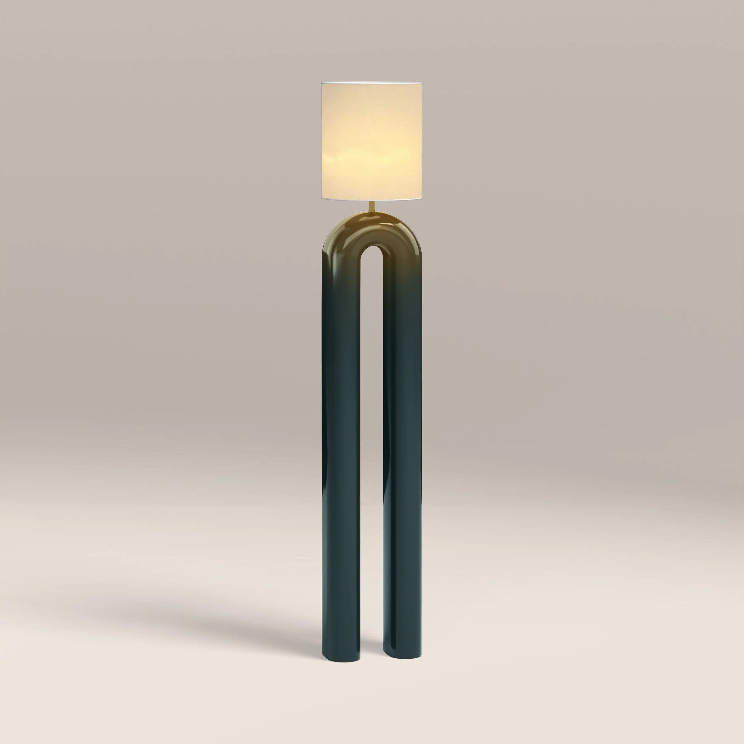 Millau Floor Lamp | Natural Linen & High Gloss Emerald Green