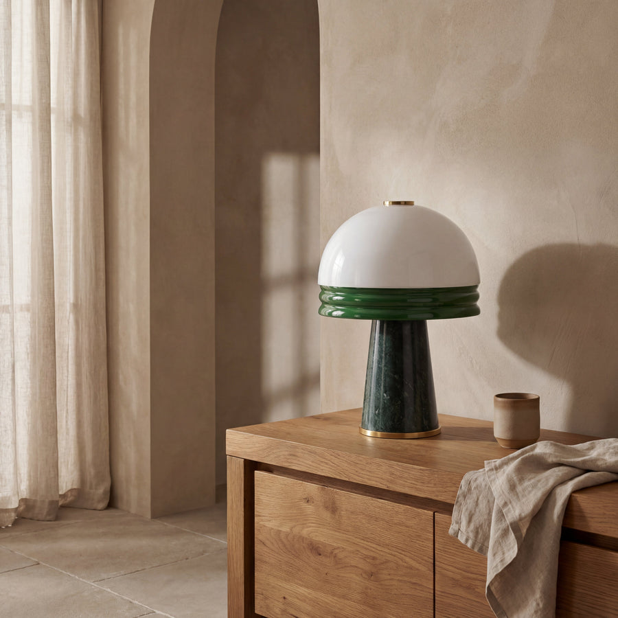 Wanda Table Lamp | Opal Glass & Dark Green Marble